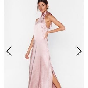 You Hold Me Up Satin Halter Dress